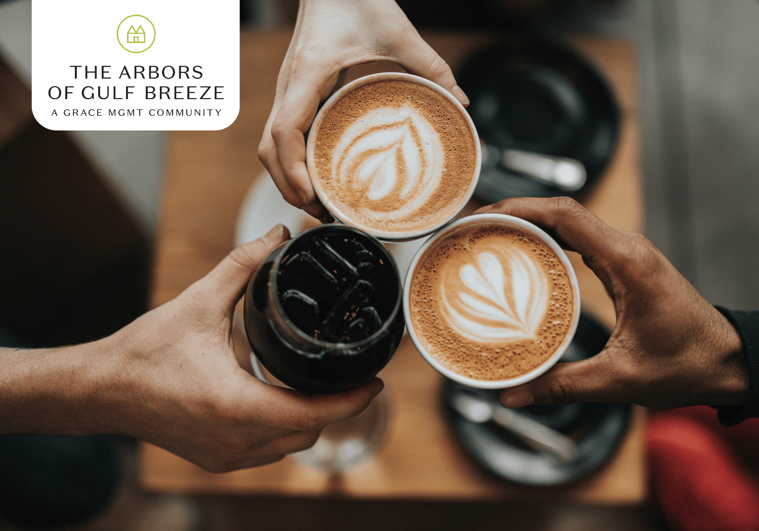 Coffee and Chat - The Arbors of Gulf Breeze Three coffee cups